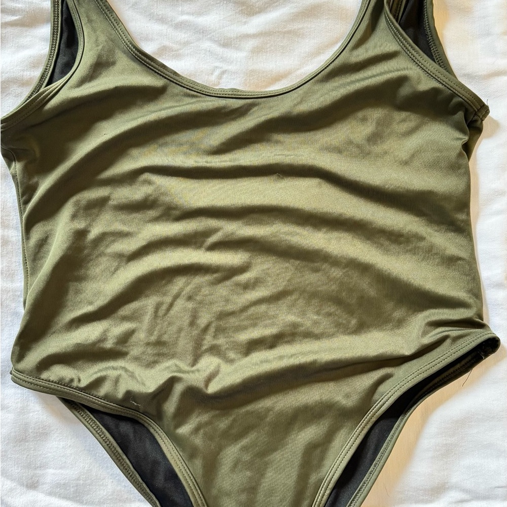 Olive Green One-Piece Swimsuit